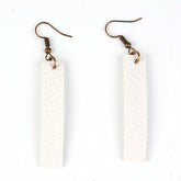 Metallic Charcoal Gray Leather Strip Earrings inspired by Joanna Gaines